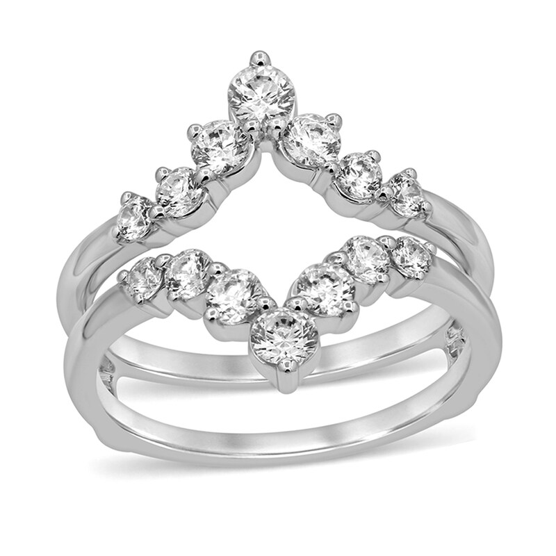 1 CT. T.W. Diamond Double Crown Solitaire Enhancer in 14K White Gold