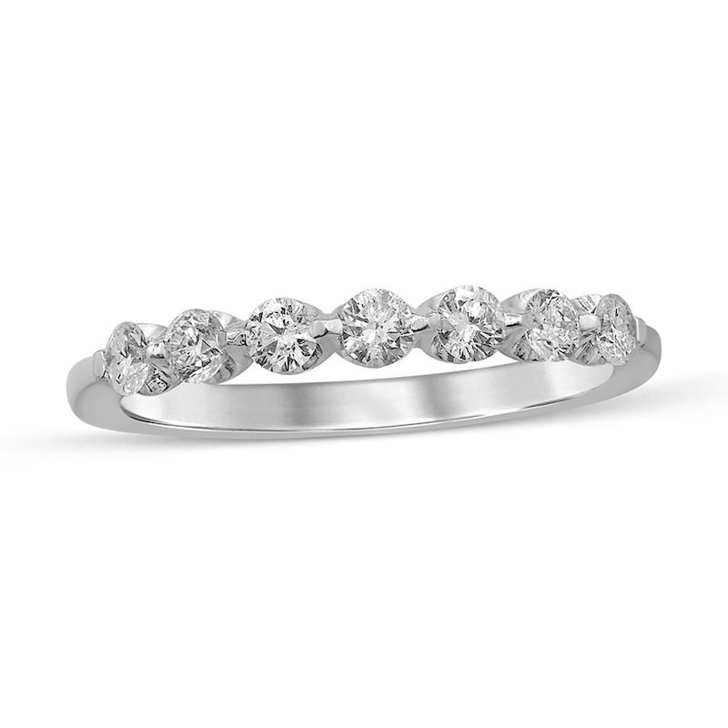 Main Image 1 of 1/2 CT. T.W. Diamond Seven Stone Anniversary Band in 10K White Gold