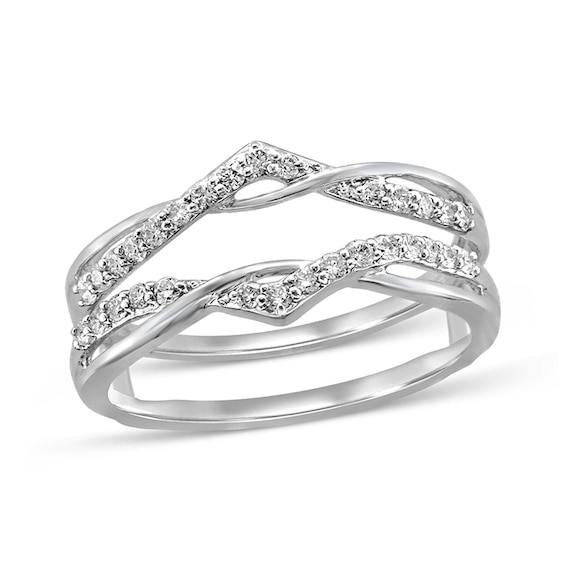 1/4 CT. T.w. Diamond Crossover Chevron Solitaire Enhancer in 14K White Gold