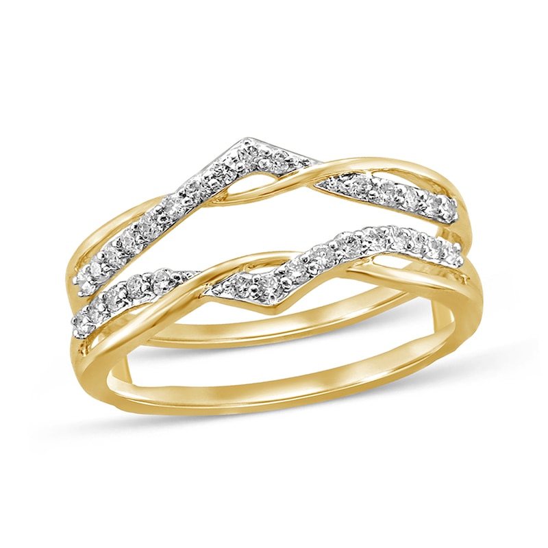 Main Image 1 of 1/4 CT. T.W. Diamond Crossover Chevron Solitaire Enhancer in 14K Gold
