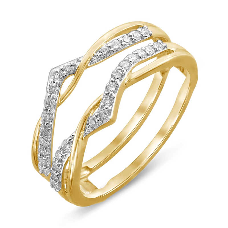 Main Image 2 of 1/4 CT. T.W. Diamond Crossover Chevron Solitaire Enhancer in 14K Gold