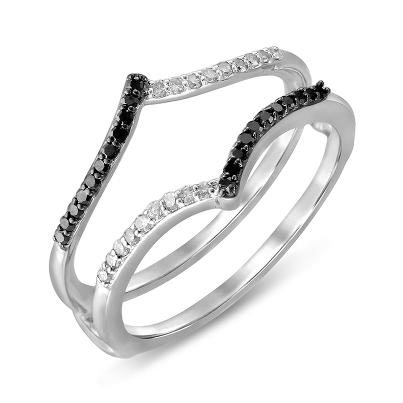 Main Image 3 of 1/8 CT. T.W. Black and White Diamond Chevron Solitaire Enhancer in 10K White Gold