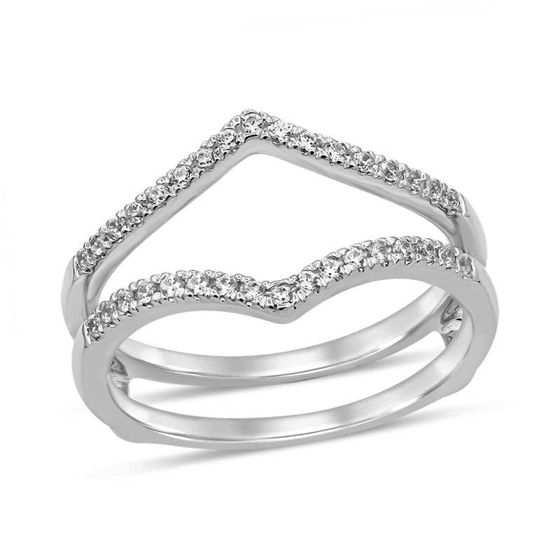 Main Image 1 of 1/5 CT. T.W. Diamond Chevron Solitaire Enhancer in 10K White Gold