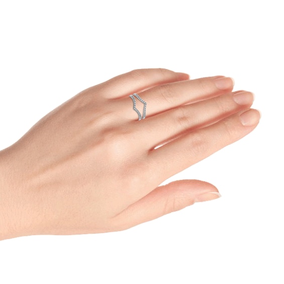 1/5 CT. T.w. Diamond Chevron Solitaire Enhancer in 10K White Gold