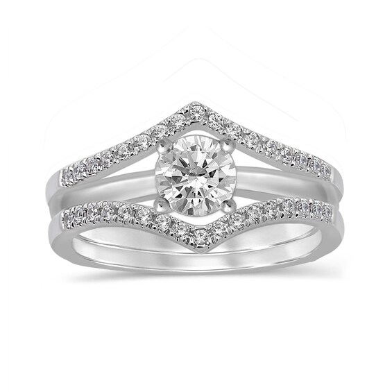 1/5 CT. T.w. Diamond Chevron Solitaire Enhancer in 10K White Gold