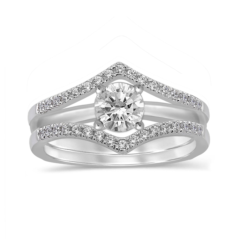 Main Image 4 of 1/5 CT. T.W. Diamond Chevron Solitaire Enhancer in 10K White Gold