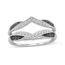 1/3 CT. T.W. Enhanced Black and White Diamond Vintage-Style Solitaire Enhancer in 14K White Gold