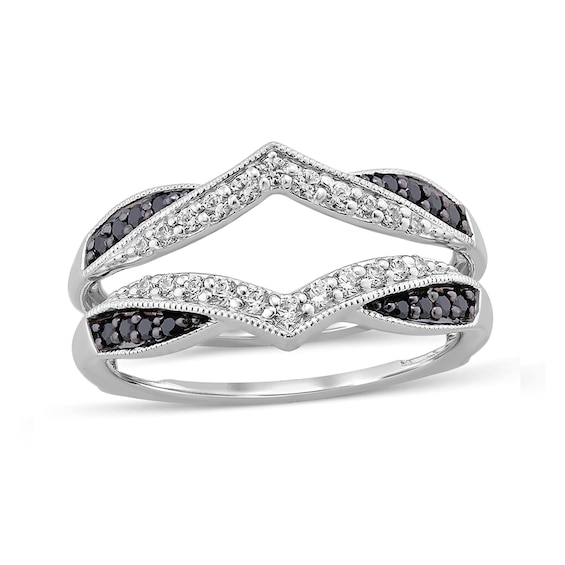 1/3 CT. T.w. Enhanced Black and White Diamond Vintage-Style Solitaire Enhancer in 14K White Gold