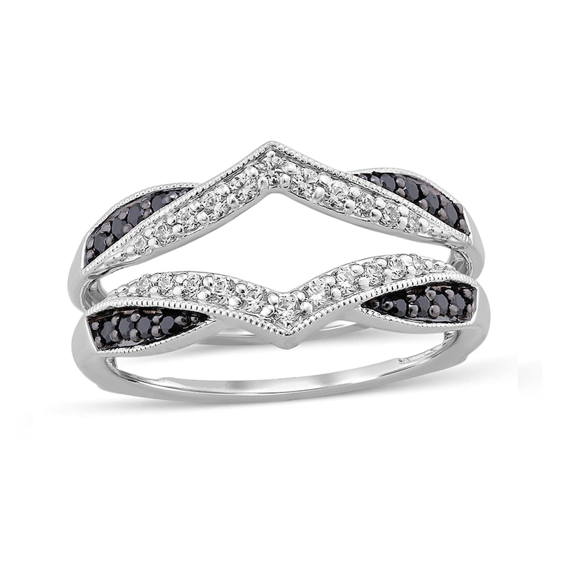 Main Image 1 of 1/3 CT. T.W. Enhanced Black and White Diamond Vintage-Style Solitaire Enhancer in 14K White Gold