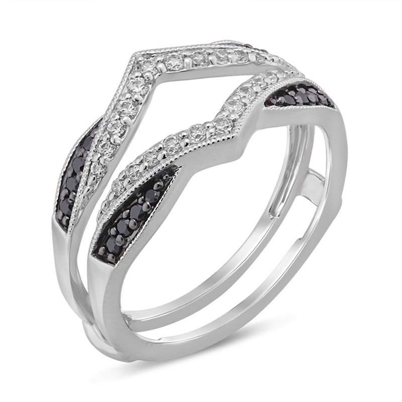 Main Image 3 of 1/3 CT. T.W. Enhanced Black and White Diamond Vintage-Style Solitaire Enhancer in 14K White Gold