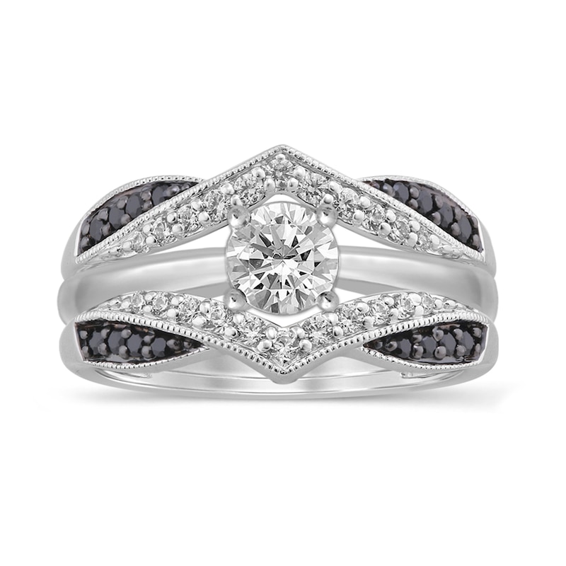 Main Image 4 of 1/3 CT. T.W. Enhanced Black and White Diamond Vintage-Style Solitaire Enhancer in 14K White Gold