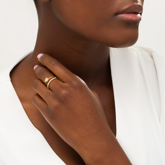 Pear-Shaped Opal and 1/10 CT. T.w. Diamond Double Row Wrap Ring in 10K Gold