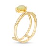 Thumbnail Image 3 of Pear-Shaped Opal and 1/10 CT. T.W. Diamond Double Row Wrap Ring in 10K Gold