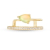 Thumbnail Image 4 of Pear-Shaped Opal and 1/10 CT. T.W. Diamond Double Row Wrap Ring in 10K Gold