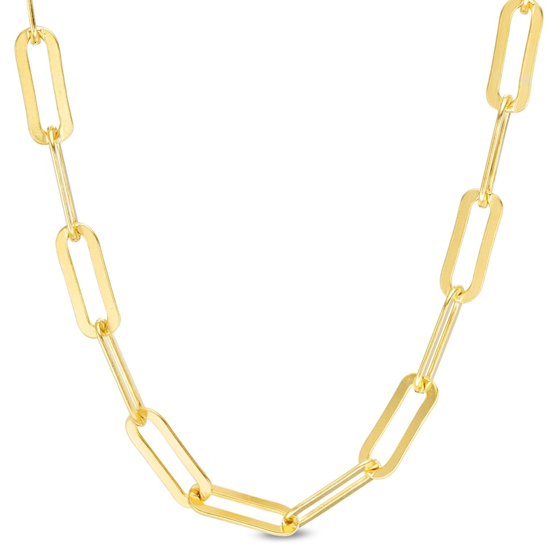Main Image 4 of 4.7mm Paper Clip Link Chain Necklace and Bracelet Set in Solid Sterling Silver with 18K Gold Plate - 20"
