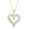 Thumbnail Image 0 of 1/2 CT. T.W. Diamond Double Row Curly Heart Pendant in 10K Gold