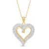 Thumbnail Image 1 of 1/2 CT. T.W. Diamond Double Row Curly Heart Pendant in 10K Gold