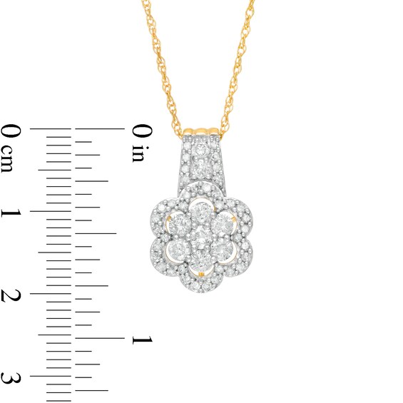 1 CT. T.W. Composite Diamond Flower Frame Drop Pendant in 10K Gold 1 CT. T.W. Composite Diamond Flower Frame Drop Pendant in 10K Gold
