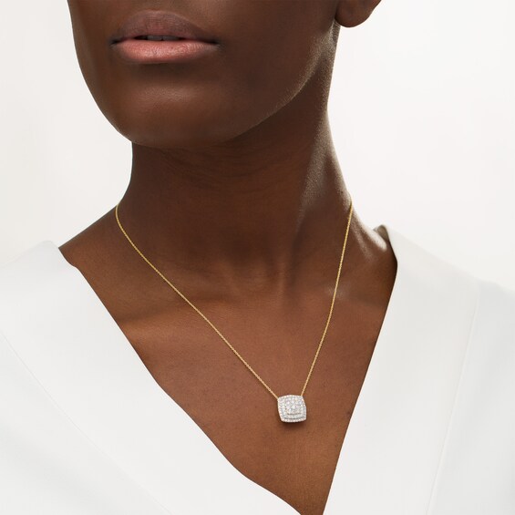 1 CT. T.W. Composite Diamond Double Cushion Frame Necklace in 10K Gold 1 CT. T.W. Composite Diamond Double Cushion Frame Necklace in 10K Gold