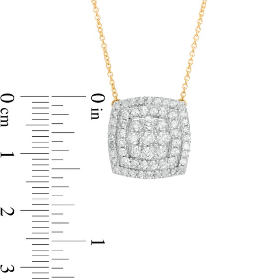 1 CT. T.W. Composite Diamond Double Cushion Frame Necklace in 10K Gold 1 CT. T.W. Composite Diamond Double Cushion Frame Necklace in 10K Gold