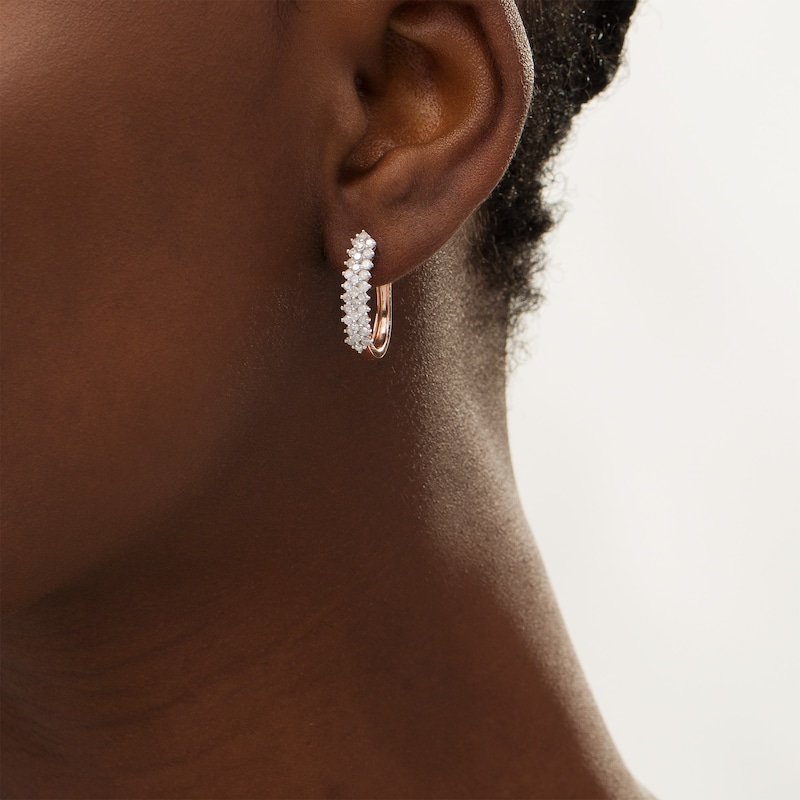 1 CT. T.W. Diamond Shadow Hoop Earrings in 10K Rose Gold