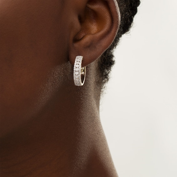 1 CT. T.w. Diamond Triple Row Hoop Earrings in 10K Gold
