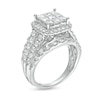 2-1/2 CT. T.W. Composite Princess Diamond Frame Multi-Row Engagement Ring in 14K White Gold