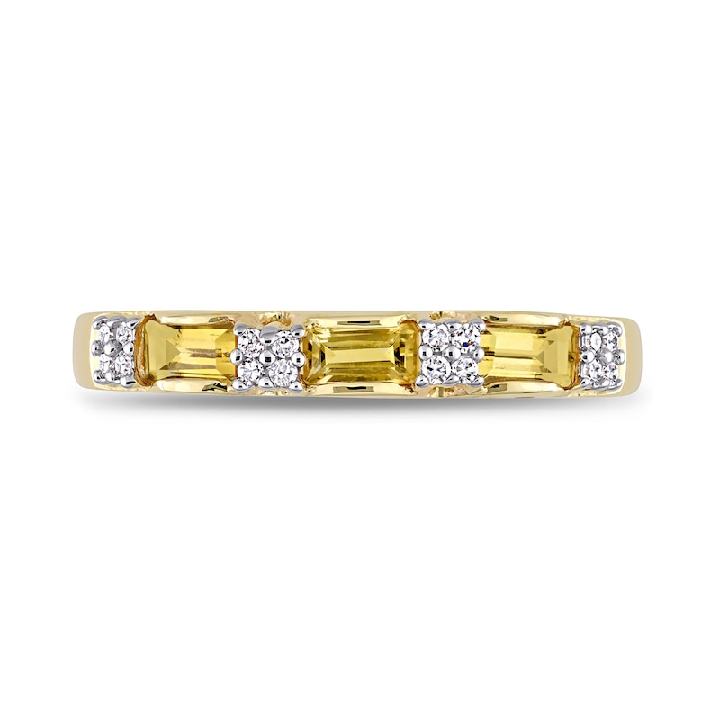 Baguette Citrine and 1/15 CT. T.W. Diamond Quad Alternating Ring in 10K Gold