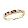 Thumbnail Image 1 of Baguette Garnet and 1/15 CT. T.W. Diamond Quad Alternating Ring in 10K Gold