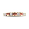 Thumbnail Image 3 of Baguette Garnet and 1/15 CT. T.W. Diamond Quad Alternating Ring in 10K Gold