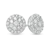 Thumbnail Image 0 of 1 CT. T.W. Multi-Diamond Circle Stud Earrings in 10K White Gold