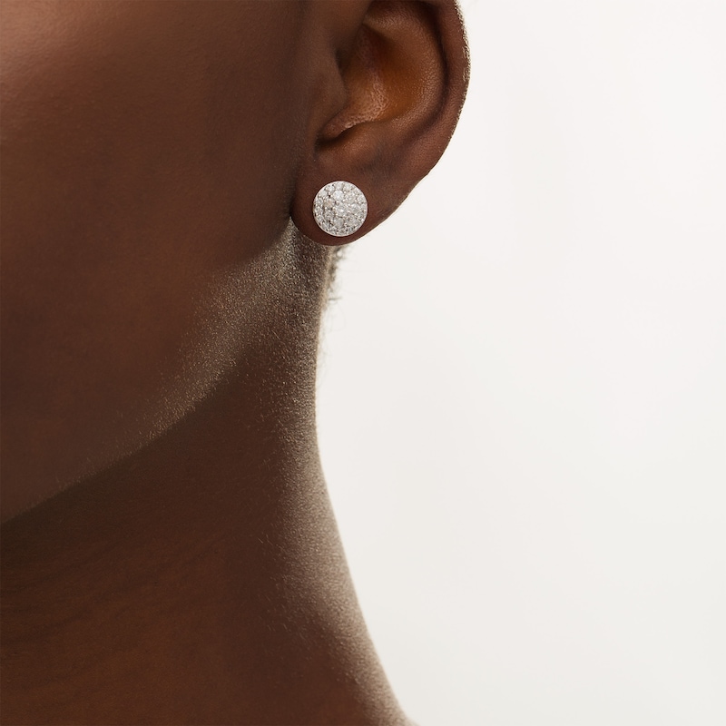 Main Image 2 of 1 CT. T.W. Multi-Diamond Circle Stud Earrings in 10K White Gold