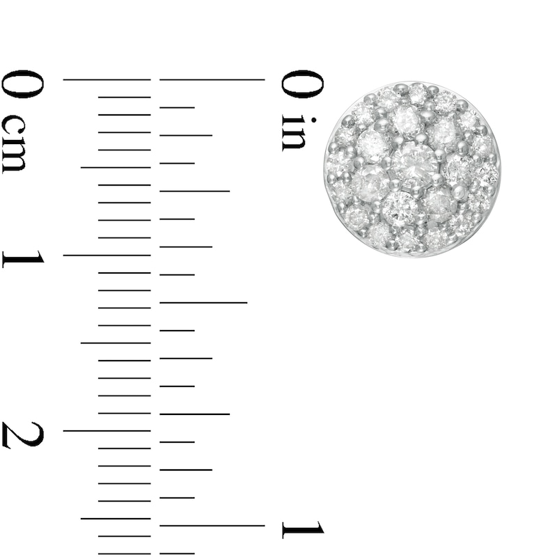 1 CT. T.W. Multi-Diamond Circle Stud Earrings in 10K White Gold