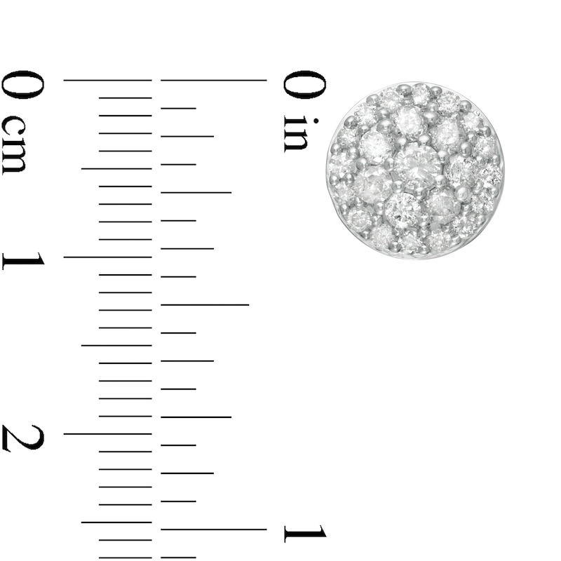 Main Image 3 of 1 CT. T.W. Multi-Diamond Circle Stud Earrings in 10K White Gold
