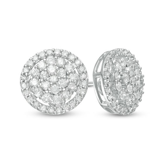 1 CT. T.w. Multi-Diamond Frame Stud Earrings in 10K White Gold