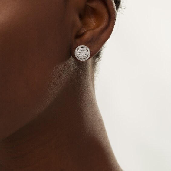 1 CT. T.w. Multi-Diamond Frame Stud Earrings in 10K White Gold