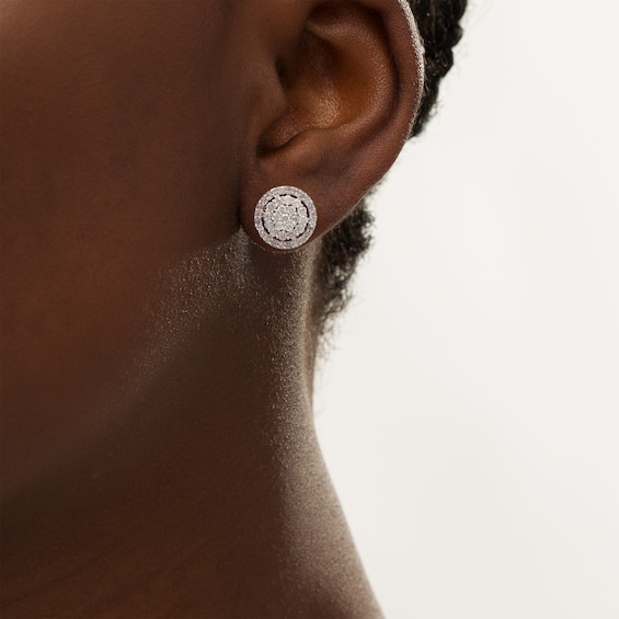 1 CT. T.w. Multi-Diamond Frame Stud Earrings in 10K Rose Gold