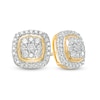 Thumbnail Image 1 of 1 CT. T.W. Cushion-Shaped Multi-Diamond Frame Stud Earrings in 10K Gold