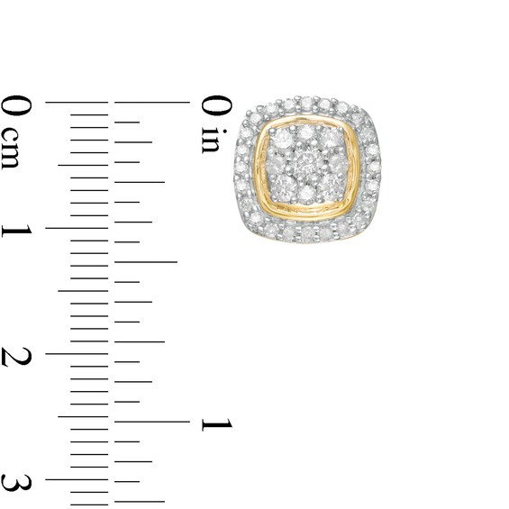 1 CT. T.w. Cushion-Shaped Multi-Diamond Frame Stud Earrings in 10K Gold