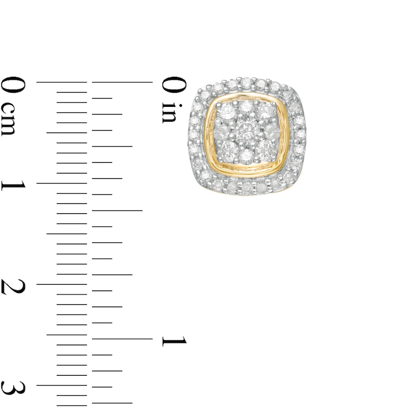 Main Image 3 of 1 CT. T.W. Cushion-Shaped Multi-Diamond Frame Stud Earrings in 10K Gold