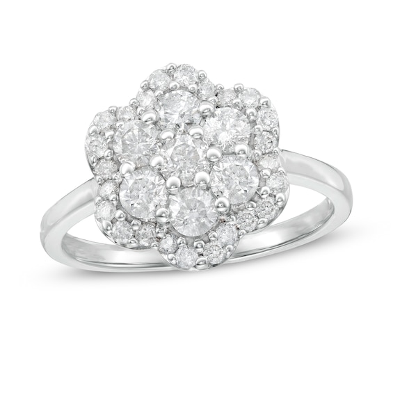 1 CT. T.w. Composite Diamond Flower Frame Ring in 10K Gold
