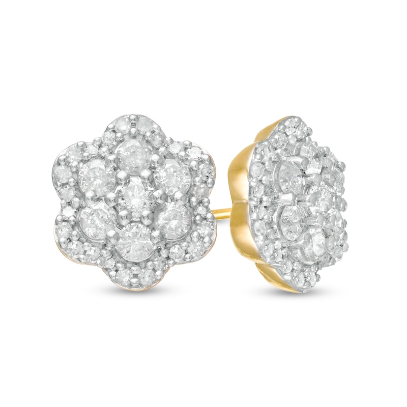 Main Image 1 of 1 CT. T.W. Composite Diamond Flower Frame Stud Earrings in 10K Gold