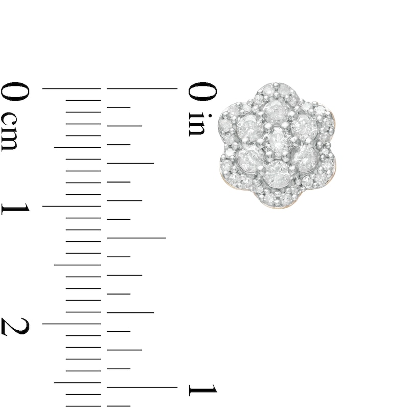 Main Image 3 of 1 CT. T.W. Composite Diamond Flower Frame Stud Earrings in 10K Gold