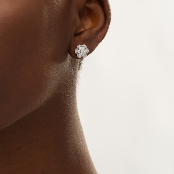 1 CT. T.w. Composite Diamond Flower Frame Stud Earrings in 10K Rose Gold