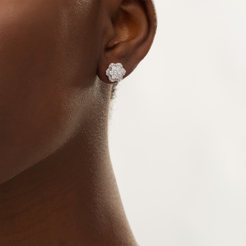1 CT. T.W. Composite Diamond Flower Frame Stud Earrings in 10K Rose Gold