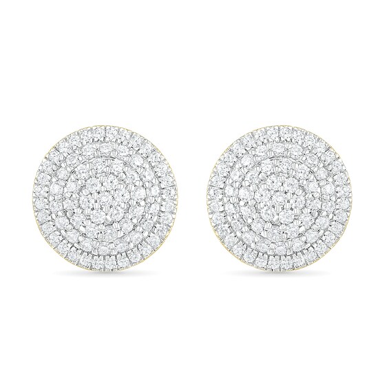 1 CT. T.w. Composite Diamond Triple Frame Stud Earrings in 10K Gold