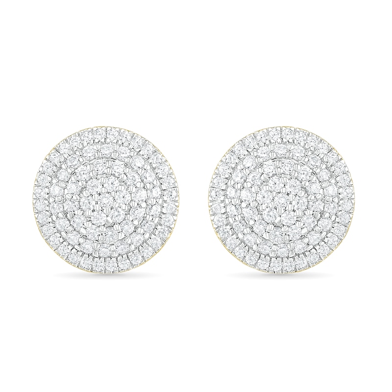 Main Image 2 of 1 CT. T.W. Composite Diamond Triple Frame Stud Earrings in 10K Gold