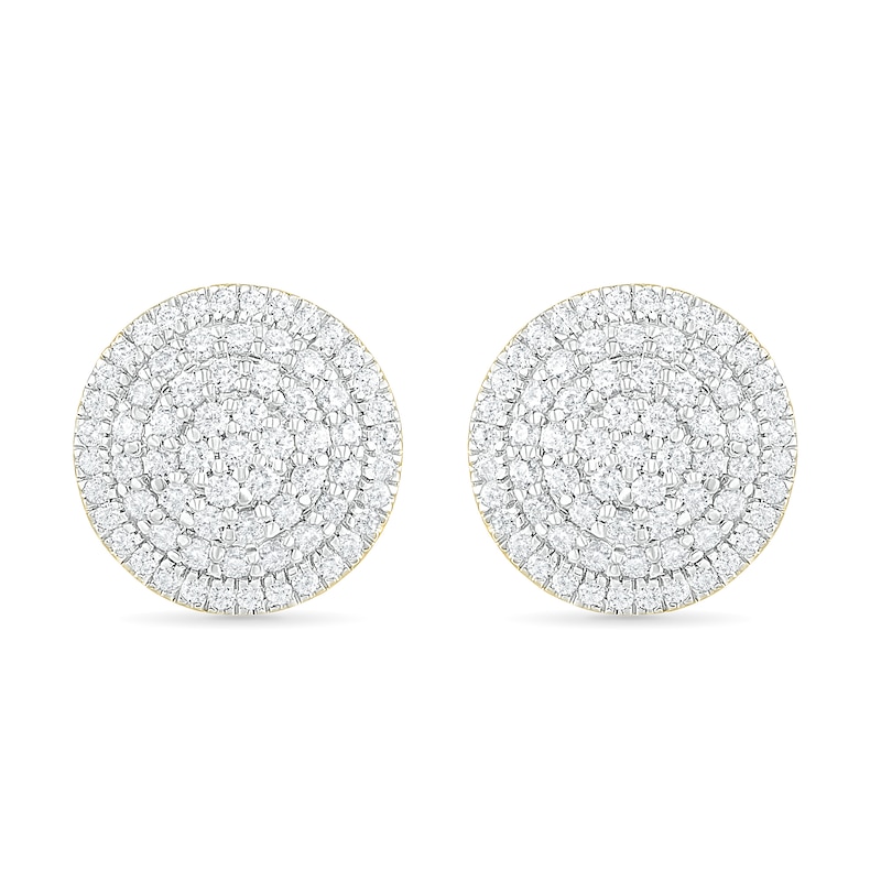 1 CT. T.W. Composite Diamond Triple Frame Stud Earrings in 10K Gold