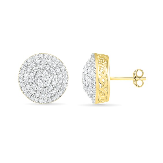 1 CT. T.w. Composite Diamond Triple Frame Stud Earrings in 10K Gold