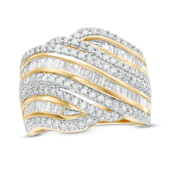 1-1/2 CT. T.W. Diamond Multi-Row Waves Ring in 10K Gold 1-1/2 CT. T.W. Diamond Multi-Row Waves Ring in 10K Gold